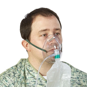 Medline Disposable Oxygen Masks with Standard Connector - Partial Non-Rebreather Adult Mask with Reservoir Bag, Safety Vent, Check Valve, 7' Tubing and Standard Connectors - HCS4640B