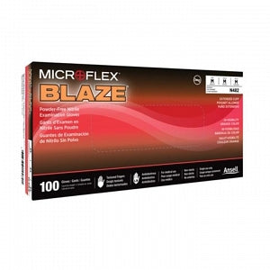 Ansell Healthcare Blaze Nitrile Exam Gloves - High-Five Powder-Free Nitrile Exam Gloves, Orange, Size S - N481