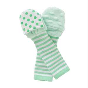 and Kid Mittens by Handsocks Handsocks No Scratch Ba - Handsocks Brand No-Scratch Baby and Kid Mittens, Green and White Sleeves with Green Dots, Size S - 600XS