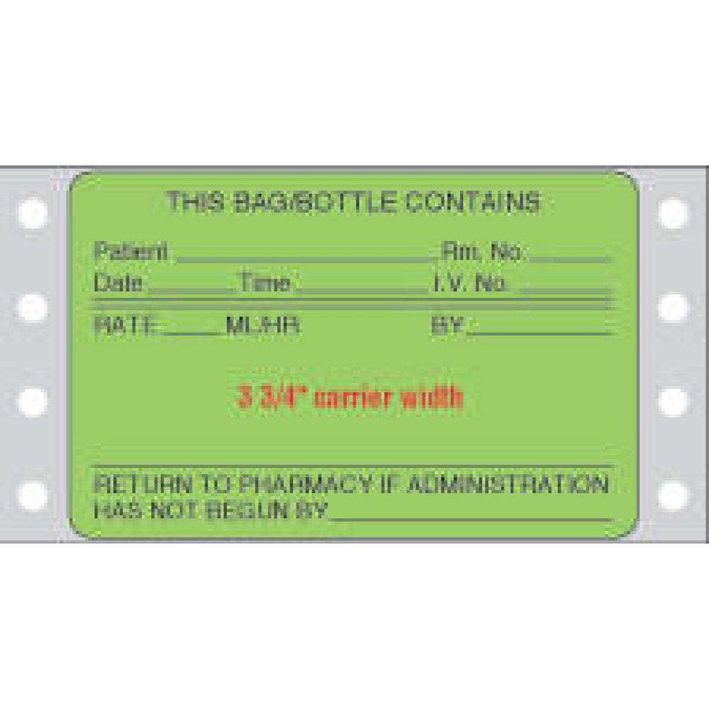 Label Dot Matrix Paper Permanent This Bag/Bottle 3" X 1.9375 Fl. Green 2500 Per Case