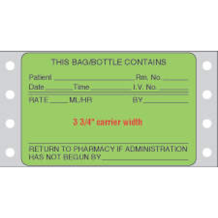 Label Dot Matrix Paper Permanent This Bag/Bottle 3" X 1.9375 Fl. Green 2500 Per Case