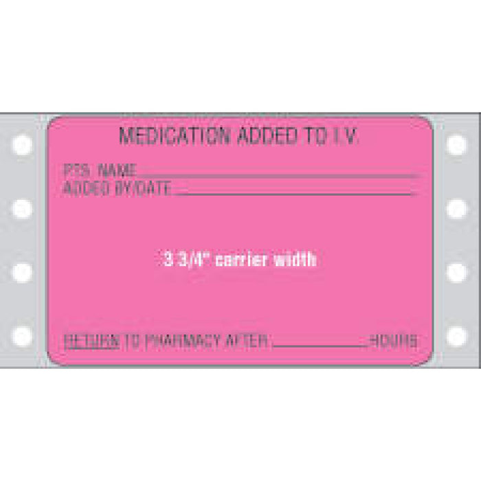 Label Dot Matrix Paper Permanent Medication Added To 3" X 1.9375 Fl. Pink 2500 Per Case