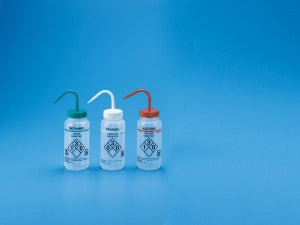 Heathrow Scientific Wash Bottles - Wide-Mouth Safety-Labeled Wash Bottle, Self-Venting, 500mL, Isopropanol, Clear / Yellow - HS120252