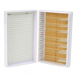 Heathrow Premium 25-Place ABS Microscope Slide Boxes - Premium Microscope Slide Box, 25-Place, Cork, White - HS15989E