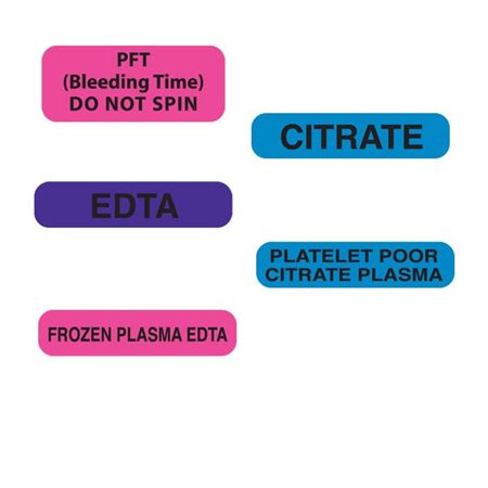 Heme/Coag Labels CITRATE" - Blue with black text - 1.625"W x 0.375"H