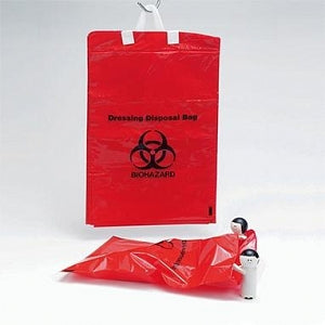 Inteplast Group Biohazard Dressing Disposal Bags - Biohazard Bag for Dressing Disposal, 11" x 15", Red - UFDD1114