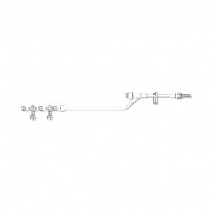 Becton Dickinson Stopcock Manifold Sets - IV Extension Set with Removable Slide Clamp, 2 Ganged 4-Way Stopcocks with "Off" Indicator, 1 NAC-y Needle Free Valve, Fixed Male Luer Lock, 64", 6.5 mL Priming Volume - MX4450