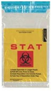 Inteplast STAT Specimen Transport Bag - BAG, SPECIMEN, 6X10, YELLOW, STAT BIOHZ LOGO - 95-600STB