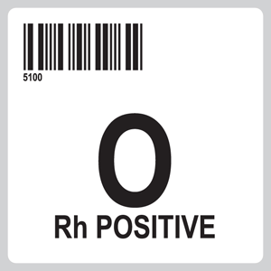 Label Isbt 128 Synthetic Permanent "O Rh Positive'' Core 2" X 2" White 250 Per Roll