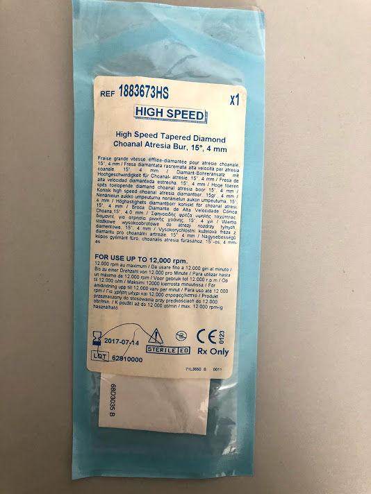 Medtronic High Speed Diamond Burs - Choana Atresia Bur, High-Speed, 4 mm - 1883673HS