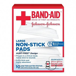 Johnson & Johnson Band-Aid Non-Stick Pads - Band-Aid Hurt-Free Nonstick Pads, Size L - 116143