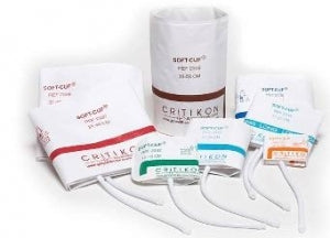 GE Healthcare Critikon Soft-Cuf Blood Pressure Cuffs - Blood Pressure Cuff, 1-Tube, Adult, Size S, 17 - 25 cm, Bayonet, Light Blue / White - 2362
