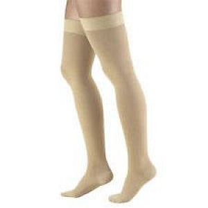 BSN Medical Relief Thigh-High Compression Stockings - Relief Compression Stockings, 30-40 mmHg, Closed Toe, Thigh High, Beige, Size M Regular - 114649
