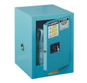 Justrite Flammable Materials Cabinets - Blue Flammable Material Cabinet with 1 Door, Self Close, 4 gal. Capacity, 18" x 22" x 23" - 890422