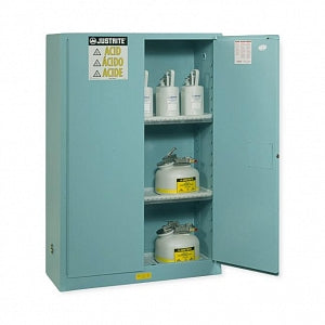 JustRite ChemCor Corrosive and Acid Safety Cabinet - Safety Cabinet with Bifold Door, 45 gal. Capacity, Blue - 8945822