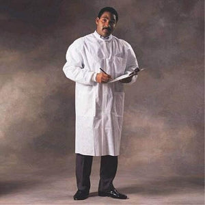 Halyard Health Basic Lab Coats - 3-Layer Basic Plus Lab Coat, Blue, Size M - 10031