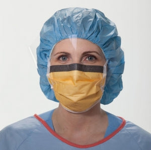 Halyard FLUIDSHIELD Level 3 Fog-Free Surgical Mask with Visor - Surgical Mask, Anti-Fog, Pleated, with Splashguard Visor, Level 3, No Foam - 48248