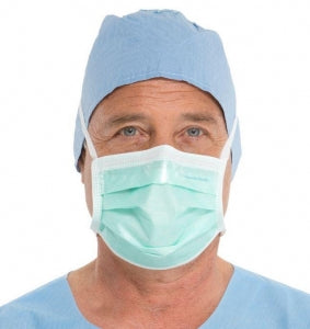 Halyard Health Anti-Fog Surgical Masks - Pleated Antifog Surgical Mask, Tie Closure, Green - 49235