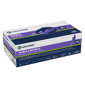 Halyard Health Purple Nitrile Powder-Free Exam Gloves - SafeSkin Nonsterile Textured Powder-Free Nitrile Exam Gloves, Purple, Size XS - 55080