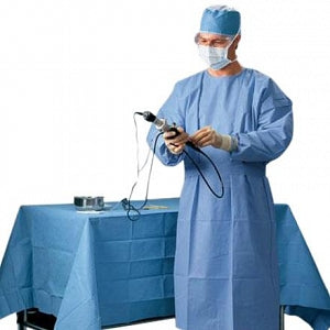 Halyard Health Procedure Gown with Knit Cuffs - Fluid-Resistant Procedure Gown, Blue, Size XL - 69028