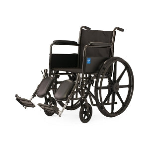 Medline Guardian K1 Wheelchairs - K1 Basic Wheelchair with Full-Length Permanent Arms and Elevating Leg Rests, 18" - K1186N13E