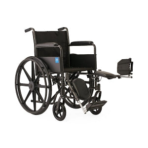 Medline Guardian K1 Wheelchairs - K1 Basic Wheelchair with Full-Length Permanent Arms and Elevating Leg Rests, 18" - K1186N13E