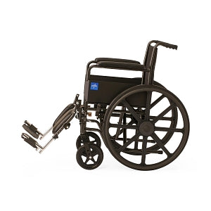 Medline Guardian K1 Wheelchairs - K1 Basic Wheelchair with Full-Length Permanent Arms and Elevating Leg Rests, 18" - K1186N13E