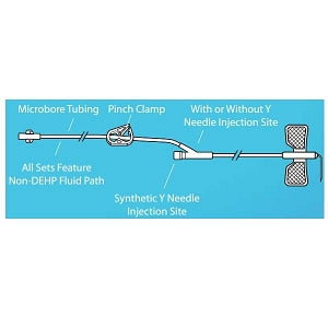 Kawasumi Labs Huber Winged Infusion Sets - Huber Winged Infusion Set, 8" Microbore Tubing, Y Site Port, 22G x 3/4" - PI01Y20