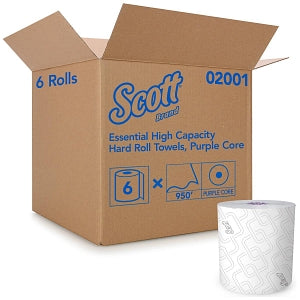 Scott Essential High Capacity Hard Roll Paper Towels - Scott Essential High-Capacity Hard-Roll Paper Towels, White, 8.0" x 950' - 02001