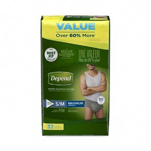 Kimberly-Clark Depend FIT-FLEX Incontinence Briefs for Men - Depend Briefs, Heavy Absorbency, Men, Size S / M - 12539