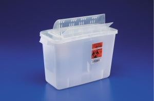 Cardinal Health Always-Open Lid Sharps Safety Containers - In-Room Sharps Container with Always Open Lid, Transparent Red, 5 qt. - 851301