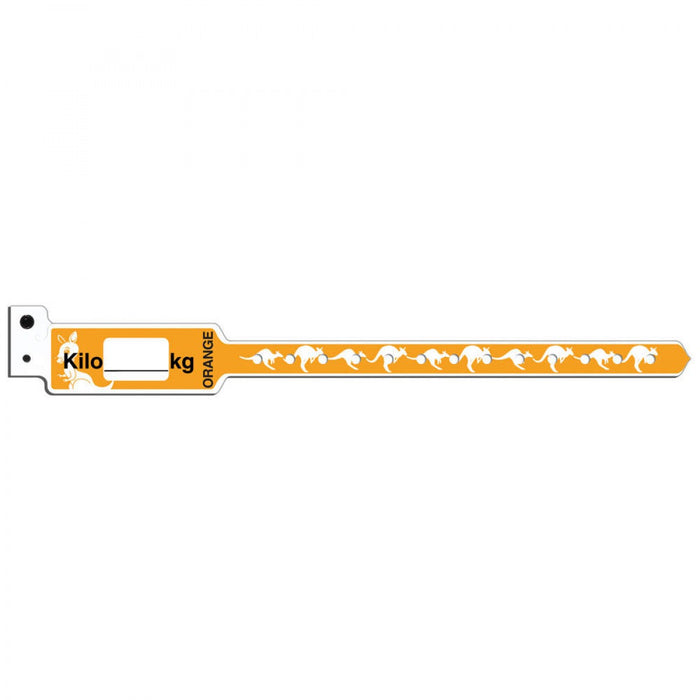 Kangaband Write-On Wristband Poly 1" X 10 1/4" Pediatric Orange With Black Imprint - 250 Per Box