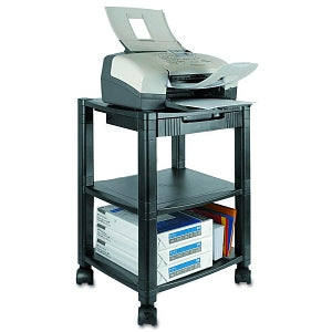 Kantek Black Mobile Printer with Fax Stand - Black Mobile Printer / Fax Stand with Three Shelves, 17"W x 13-1/4" D x 24-1/2" H - PS540