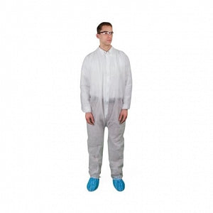 Keystone Adjustable Cap Corp Polypropylene Coveralls with Elastic Wrists and Ankles - Polypro Coverall, White, Elastic Wrist and Ankle, S - CVL-NW-E-SM