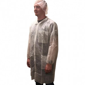 Keystone Adjustable Cap 3-Pocket Polypropylene Lab Coats - Polypropylene Lab Coat with 3 Pockets, Snap Front, Size 3XL - LC3-WE-NW/3X