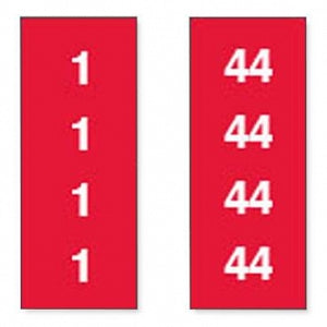 Key Surgical Patterned Sheet Tape - 1/4" Sheet Tape, ID, Numbers 1-44, Red / White - T-920-04