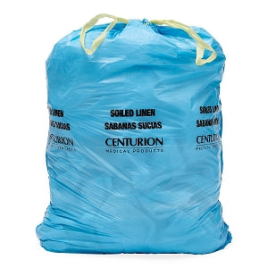 Centurion Centurion Soiled Linen Liners with Draw Tape - Centurion Light Blue Liners Printed with "Soiled Linen", Draw Tape, Roll, 29" x 38", 0.90 Mil - LB2938C