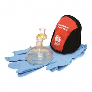 Leardal Pediatric Pocket CPR Mask - Pediatric Pocket CPR Mask with Gloves in Soft Case, Red / Black, 10/Pack - 821052
