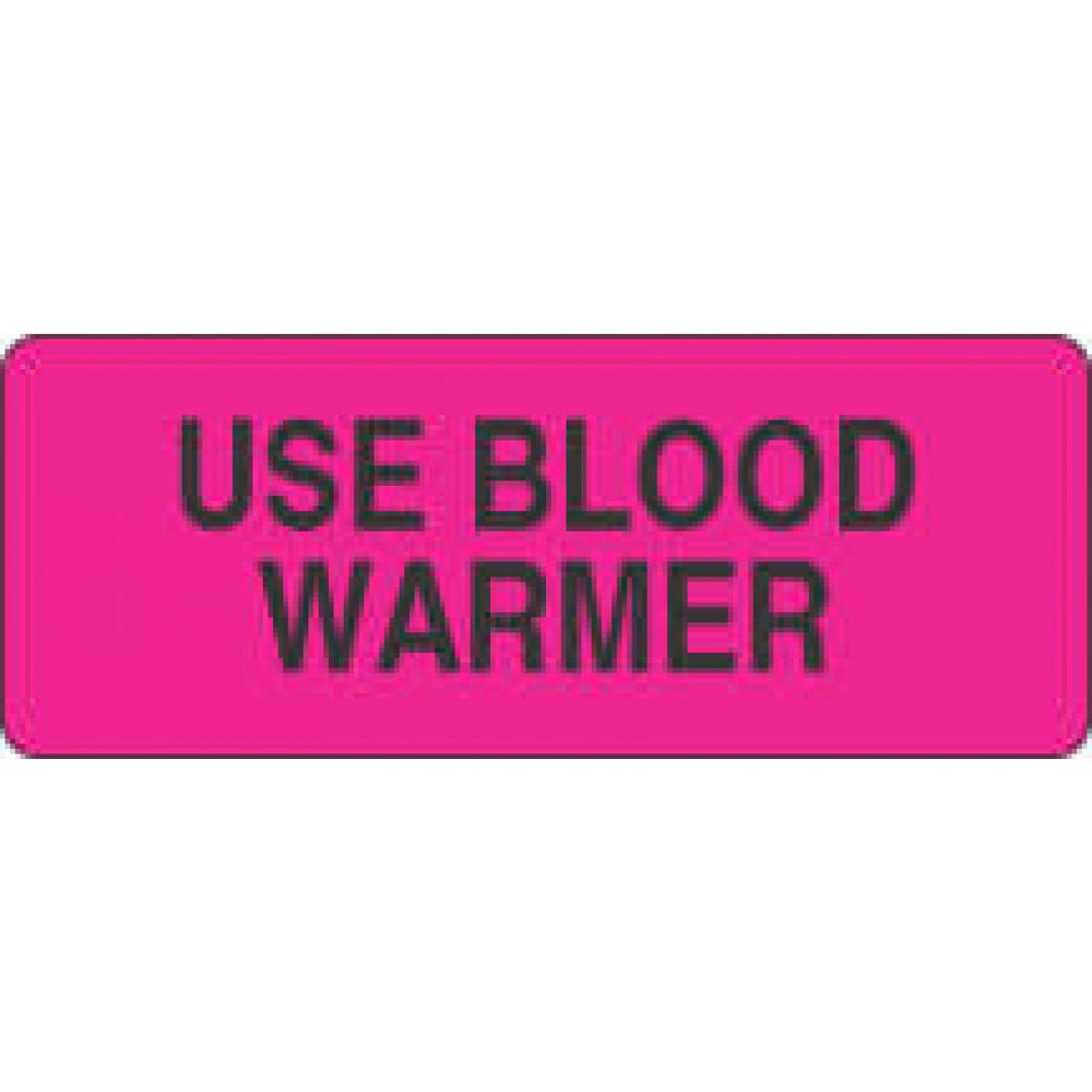 Label Paper Permanent Use Blood Warmer 2 1/4" X 7/8" Fl. Pink 1000 Per Roll