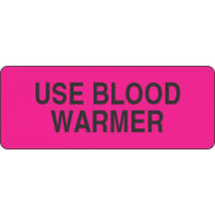 Label Paper Permanent Use Blood Warmer 2 1/4" X 7/8" Fl. Pink 1000 Per Roll