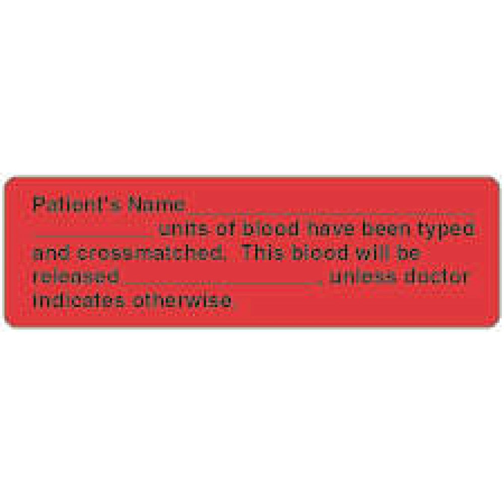 Label Paper Permanent Patients Name 2 7/8" X 7/8" Fl. Red 1000 Per Roll