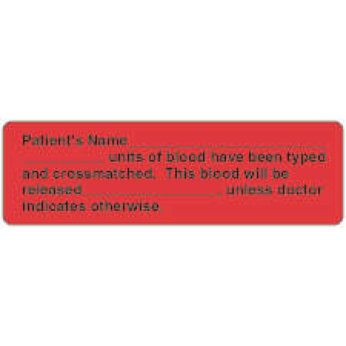 Label Paper Permanent Patients Name 2 7/8" X 7/8" Fl. Red 1000 Per Roll
