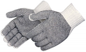 Liberty Glove Natural Cotton 2 Sided Dot Knit Gloves - Natural Cotton Double Sided Gloves, PVC Dotted, Ladies - P4715Q/LD
