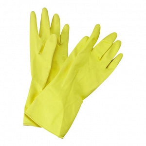 Boardwalk Flock-Lined Latex Cleaning Gloves - Flock-Lined Latex Cleaning Gloves, Yellow, Size M - BWK242M