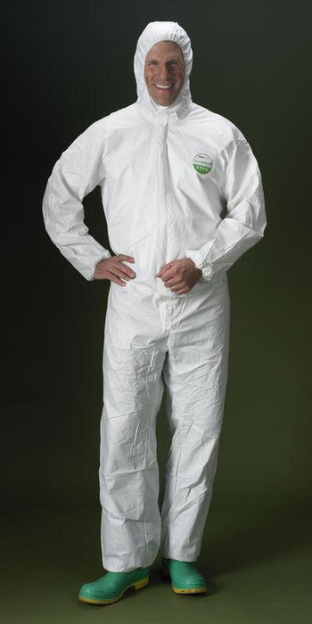 Lakeland Industries Pyrolon Coveralls - Pyrolon Coveralls, Flame Resistant Fabric, Zipper, Elastic Wrists and Ankles, White, Size 4XL - 07417-4X
