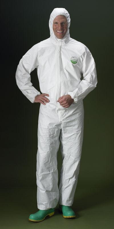 Lakeland Industries Pyrolon Coveralls - Pyrolon Coveralls, Flame Resistant Fabric, Zipper, Elastic Wrists and Ankles, White, Size 4XL - 07417-4X