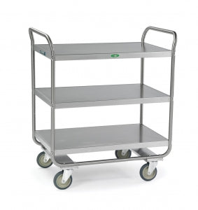 Lakeside Medium Duty Stainless Steel Utility Carts - Medium-Duty Stainless-Steel Utility Cart, 500 lb., 3 Shelves, 22" x 36" x 40-5/8" - 244