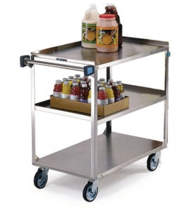 Lakeside Medium Duty Stainless Steel Utility Carts - Medium-Duty Stainless-Steel Utility Cart, 500 lb., 3 Shelves, 22.37" x 54.125" x 37.25" - 459