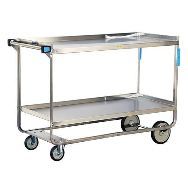 Lakeside Heavy-Duty Stainless Steel Utility Carts - Heavy-Duty Stainless-Steel Utility Cart, 700 lb., 2 Shelves, 22.375" x 54.625" x 37" - 758