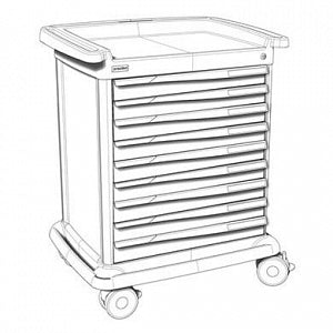 Lakeside Manufacturing Preciso Medical Carts - 9-Drawer Preciso Medical Cart with Nine 3" Drawer Configuration, Central Key Locking System, 25" W x 33" L x 41" H, Powder-Coated Gray Sides - PRE27-3G